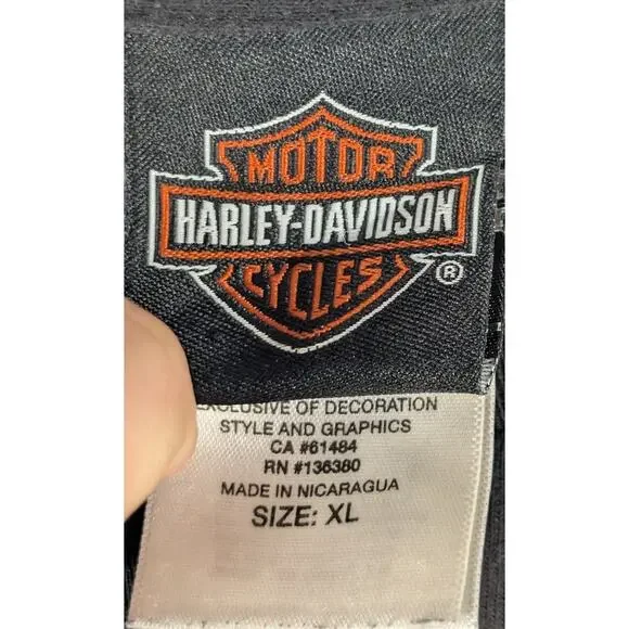 Harley-Davidson XL T-Shirt Mens Black Cycle World Athens GA Front Back Biker - Picture 3 of 4